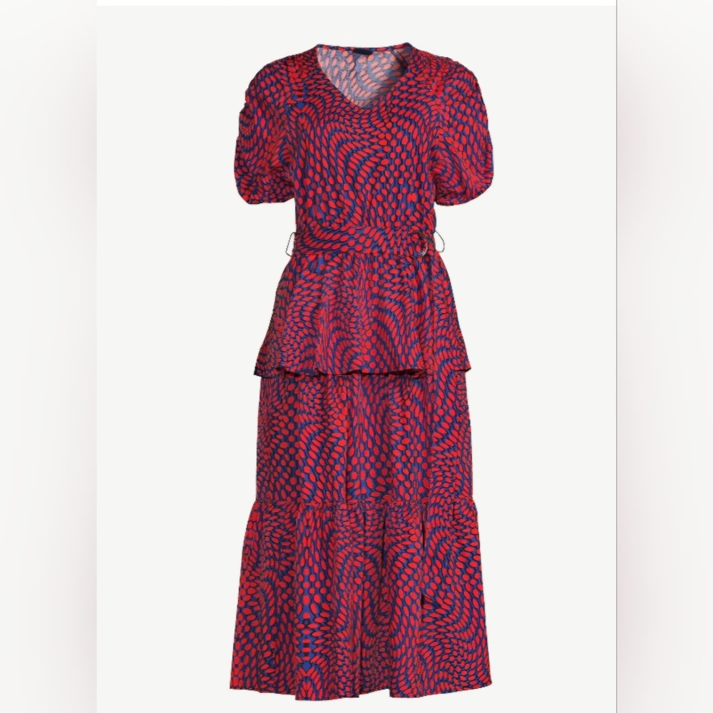 👗 Scoop Women's Midi Dress with Ruched Sleeves - Size 16-18 👗